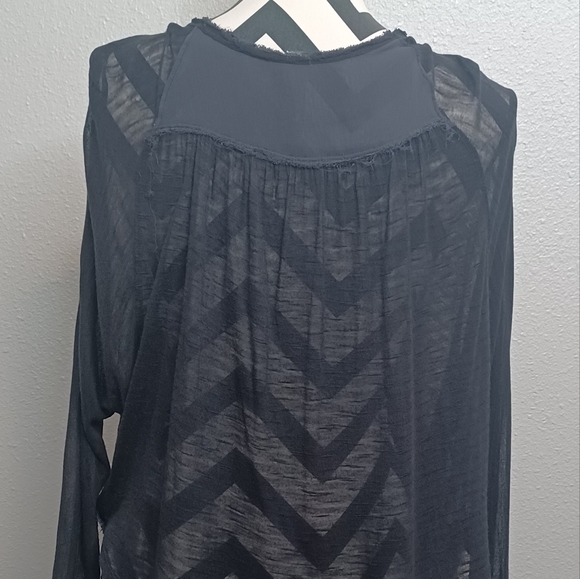 Free People Fairy Grunge Sheer Beaded Sequin Black Boho Distressed Top - Picture 6 of 16